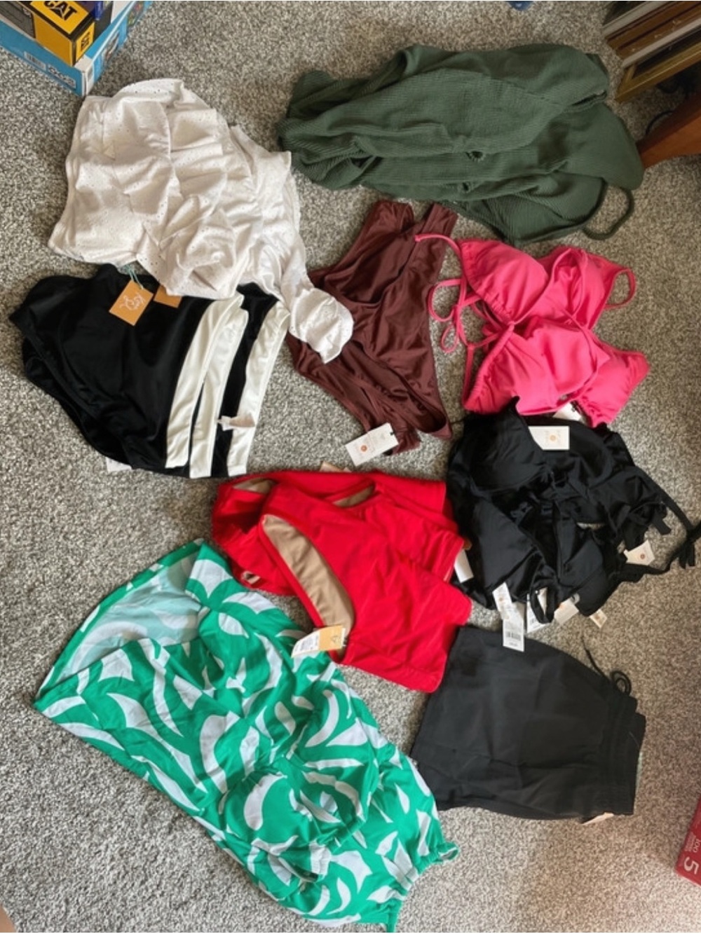 Lot of Mixed Swimwear and Cover-Up in Green, Pink, Red, Black, White